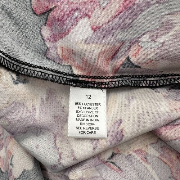 Roz & Ali Size 12 Black Floral Print 3/4 Sleeve Dress Romantic Flounce Ruffle - Picture 5 of 10